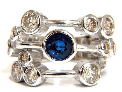 3.20ct NATURAL SAPPHIRE FANCY BROWN DIAMONDS RING 14KT STATION FLUSH DECO *v