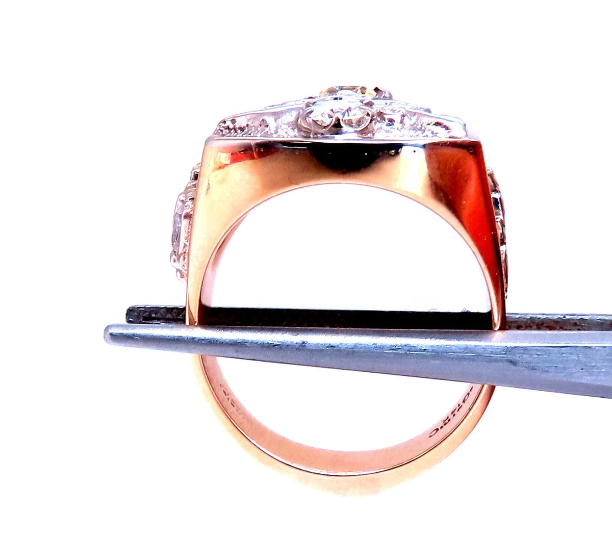 .55ct. mens natural round diamond ring 14kt gold Gothic *v