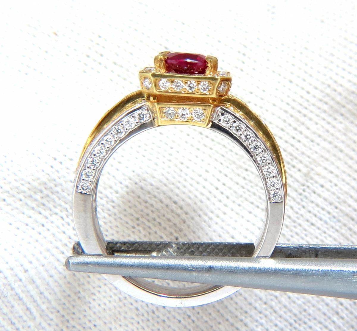 Rare GIA Burma Pigeon Blood 1.14ct vivid red ruby diamonds ring 14kt *v