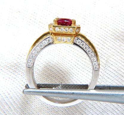 Rare GIA Burma Pigeon Blood 1.14ct vivid red ruby diamonds ring 14kt *v