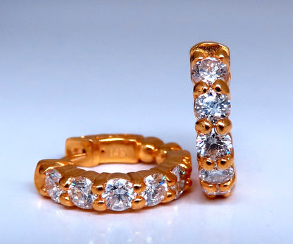 1.50ct Natural Round Diamond mini hoop earrings 14kt yellow gold Dime *v