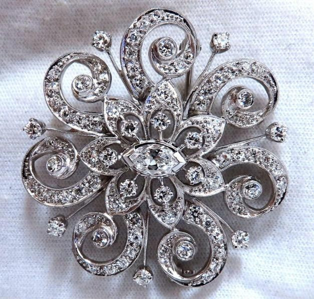 1.40ct Natural Diamonds Platinum Pin Edwardian Deco Vintage Ref 12329 *v