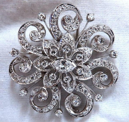 1.40ct Natural Diamonds Platinum Pin Edwardian Deco Vintage Ref 12329 *v