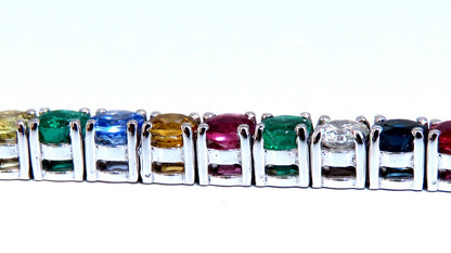 14.50ct Natural Sapphire Ruby Emerald Diamond Tennis Bracelet 14kt. Gem Line *v