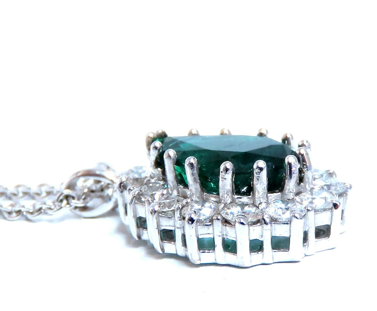 GIA Certified 3.77ct Natural Emerald Diamond Necklace 14kt *v