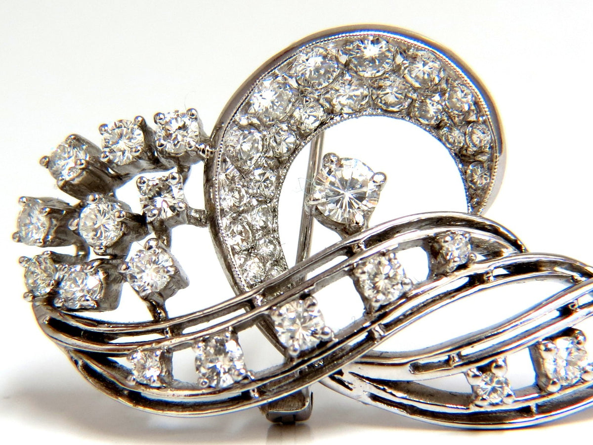 2.00ct Diamonds cluster brooch pendant pin Platinum Estate Cluster Cocktail *v