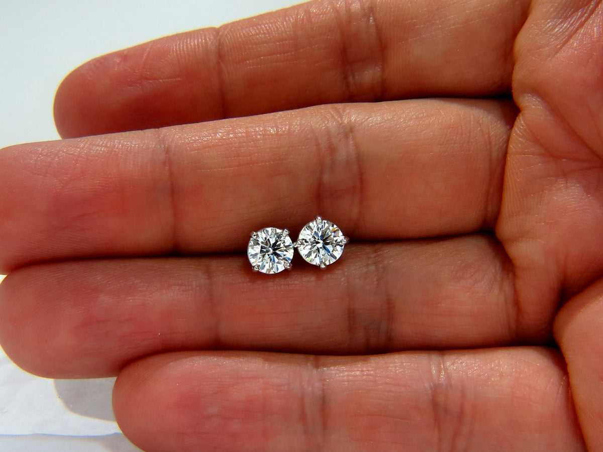 GIA 1.80CT NATURAL ROUND BRILLIANT DIAMOND STUD EARRINGS PLATINUM IDEAL *v