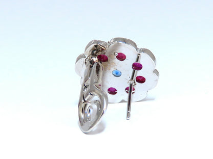 7.30Ct Natural Ruby Sapphire Diamond Cluster Earrings 14 Karat Clip Cocktail *v