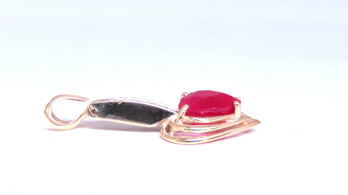 4ct  Enhanced Heart Ruby Diamond Pendant 14kt 12519 *v