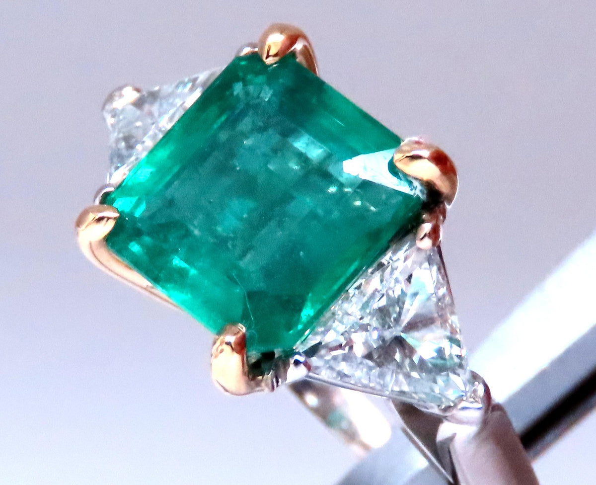 GIA Certified 3.97ct Natural Emerald (F1) Diamond Ring Platinum 12414 *v
