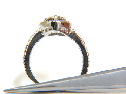 1.37CT NATURAL FANCY BRIGHT BROWN HEART CUT HALO DIAMOND RING 14KT VS *v