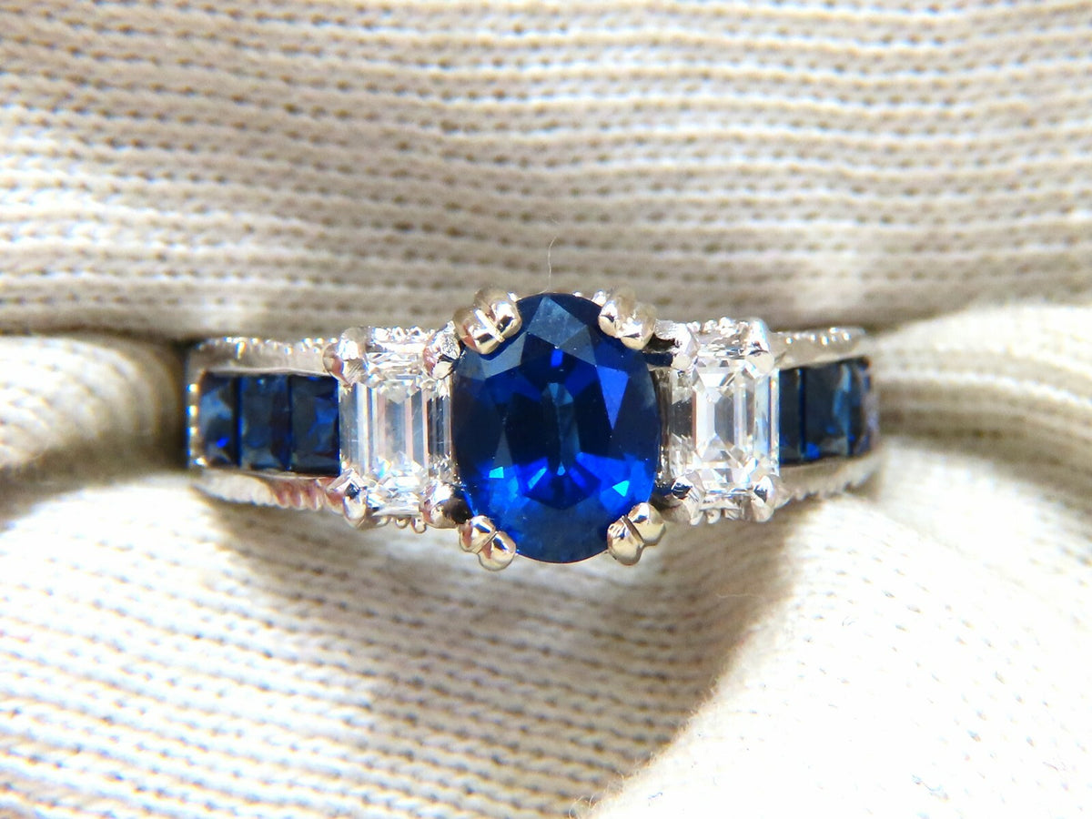 GIA Certified 1.86ct Natural Sapphire Diamonds Ring & matching eternity band *v