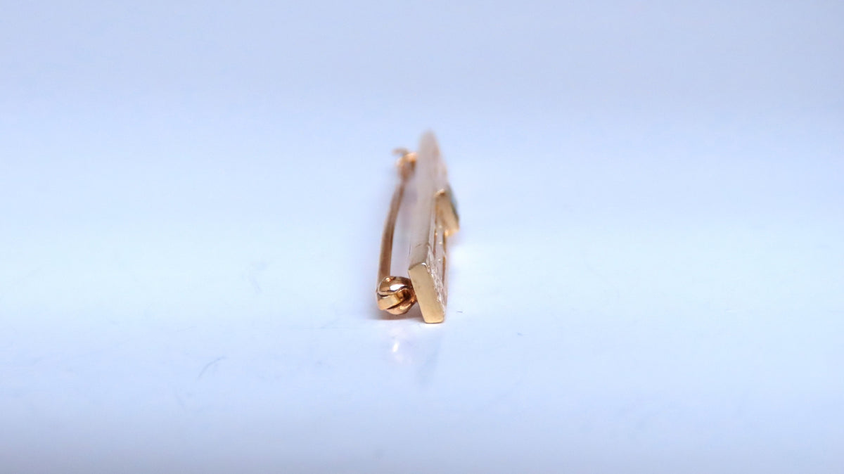 Estate Circa 1918 Tie Bar / hair pin 14kt Gold Bright Tourmaline *v