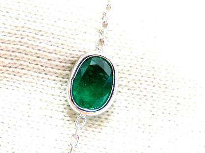 14.23ct. Natural Emeralds Diamonds Yard Necklace 14kt *v
