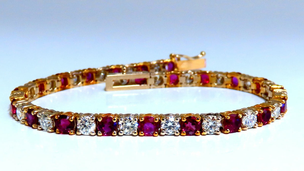 9.82ct Natural Ruby Diamonds Alternating Tennis Bracelet 14kt *v