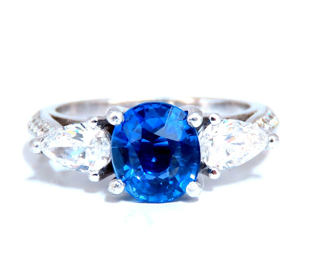 GIA Certified 2.13ct Natural Sapphire Diamonds Ring Platinum*v