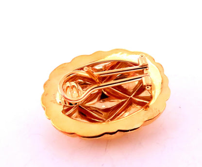 Basket Weave Cross Hatch Omega Clip Earrings Elongated Weave 18kt gold 12582 *v