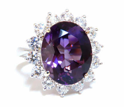 10ct Natural Vivid Purple Amethyst Diamonds Halo Cluster Cocktail Ring 14kt *v