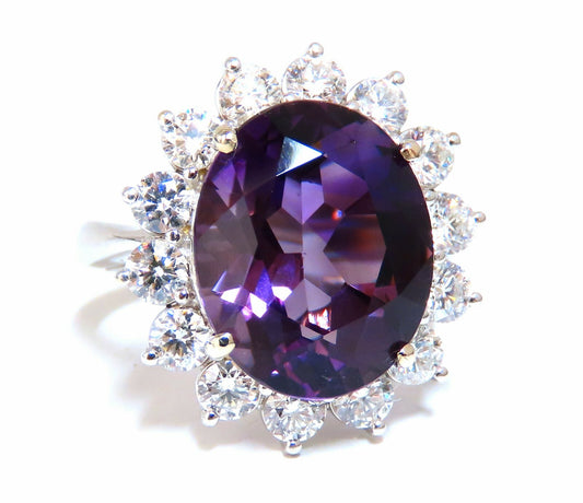 10ct Natural Vivid Purple Amethyst Diamonds Halo Cluster Cocktail Ring 14kt *v
