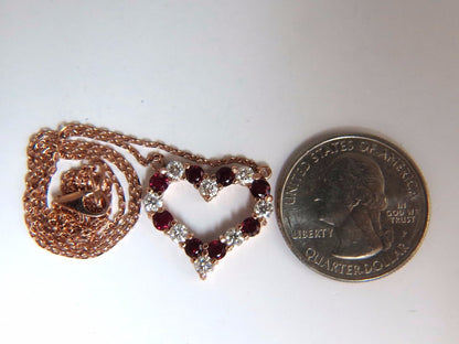 2.58ct natural vivid red ruby diamond heart necklace 14kt *v