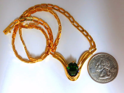 3.70ct Natural  Green Chrome Diopside Necklace 14kt "V" form gown *v