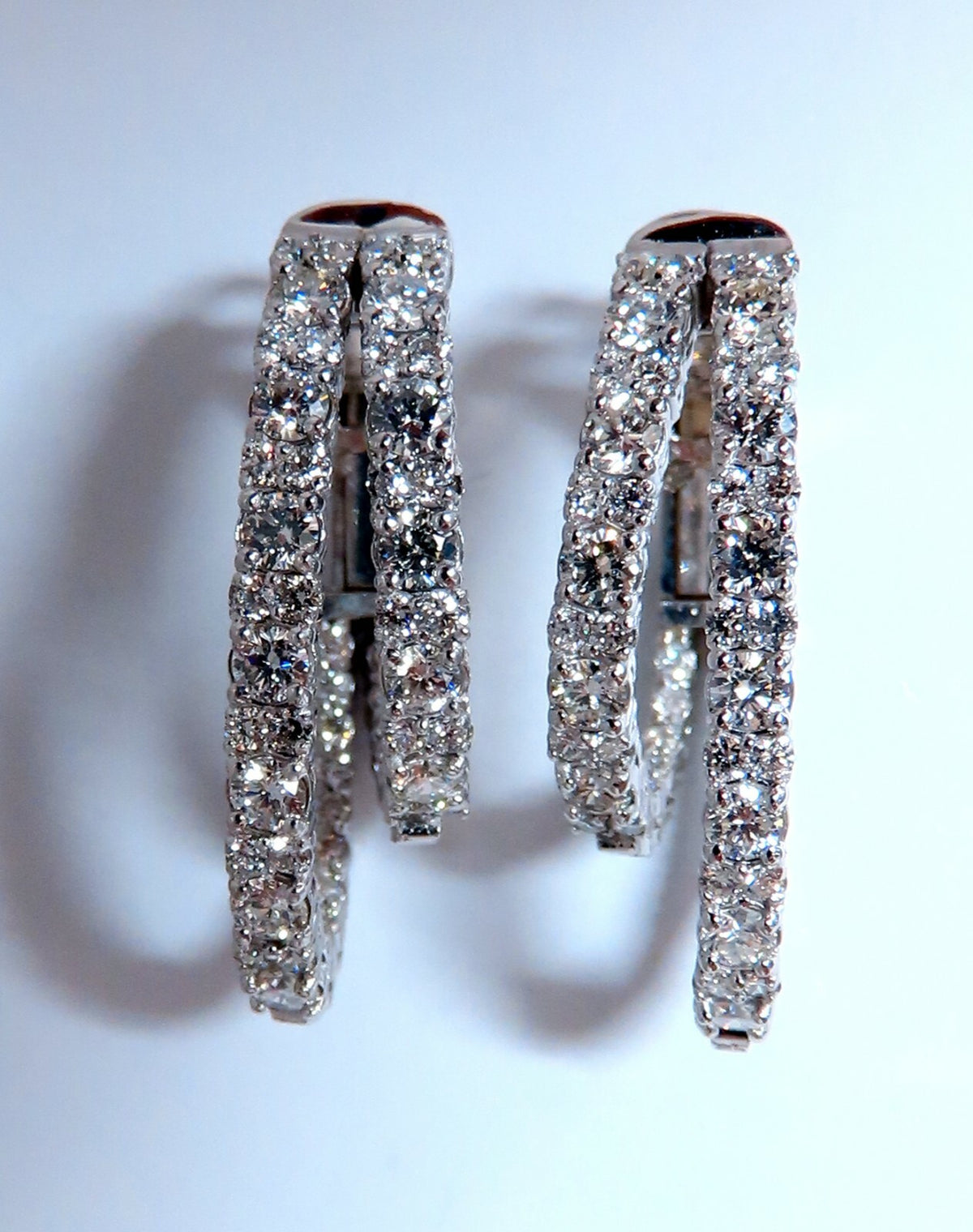 2.34ct Natural Double Hoop Diamond Earrings 14kt *v