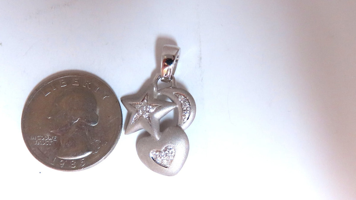 .24ct Heart stars moon Natural diamonds pendant 18 karat *v