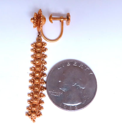 Classic Byzantine Turn Screw Non Pierce Dangle Earrings 18Kt Gold Ref 12375 *v