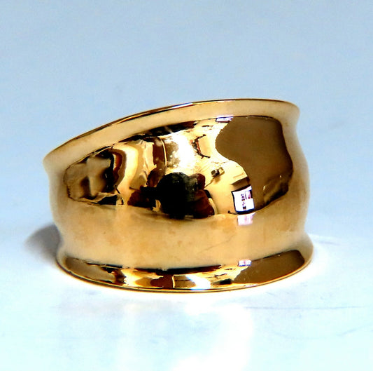 Wide Flat band slight dome ring 14kt gold *v