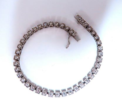 1.55ct Natural Diamonds Tennis Bracelet 14kt Gold Squared Box Bead Set *v