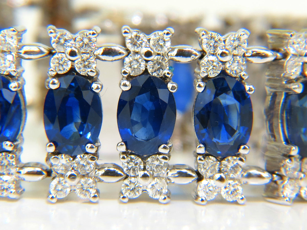 33.75CT NATURAL GEM SAPPHIRE DIAMOND BRACELET 3 ROW & WIDE CUFF 14KT *v