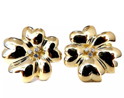 .30ct Round Diamond Circular Stacking Heart Flower Clip Earrings 18kt *v