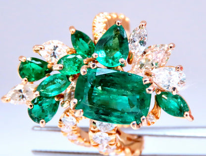 GIA 3.27ct Natural Emerald Cocktail Diamond Ring 14kt F2 12410 *v