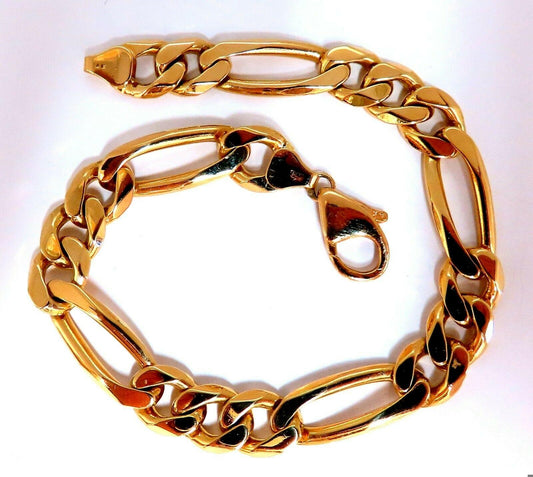Figaro Link 14kt Gold Bracelet 8.5 inch 8.7mm 29 Gram Unisex 11090 *v