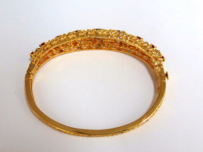 3.26CT NATURAL RUBY FANCY COLOR DIAMONDS BANGLE BRACELET EURO DECO 14kt *v