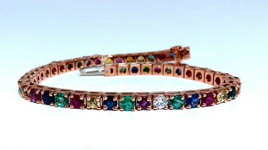 10.30Ct Natural Gem-Line Spinel Emerald Sapphire Ruby  Diamond Bracelet 14Kt *v