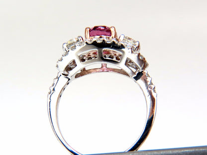 GIA Certified 2.97ct natural no heat vivid pink sapphire ring three stone wrap*v