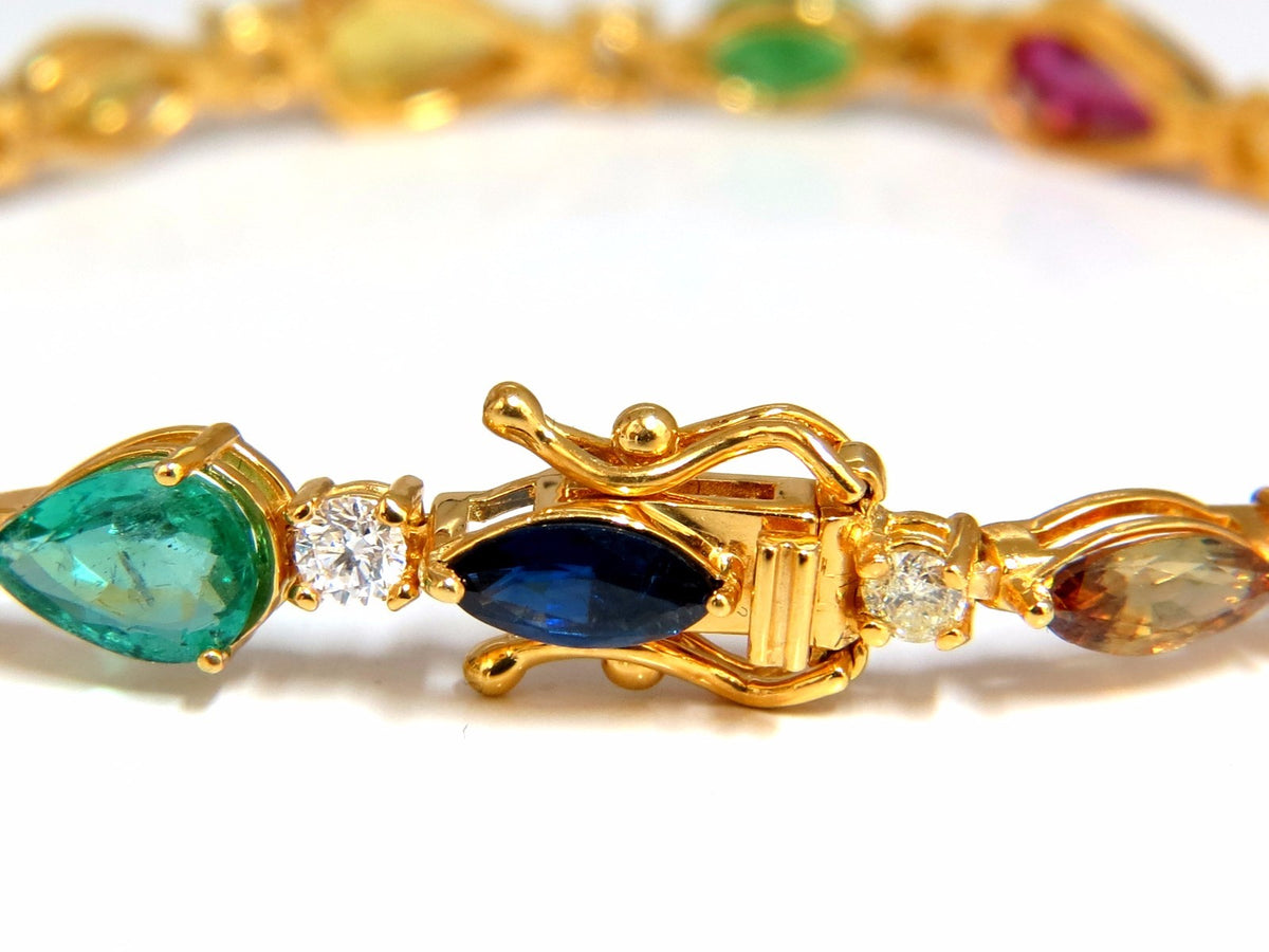 8.38ct tsavorite sapphires emeralds yellow diamond tennis bracelet 18kt *v