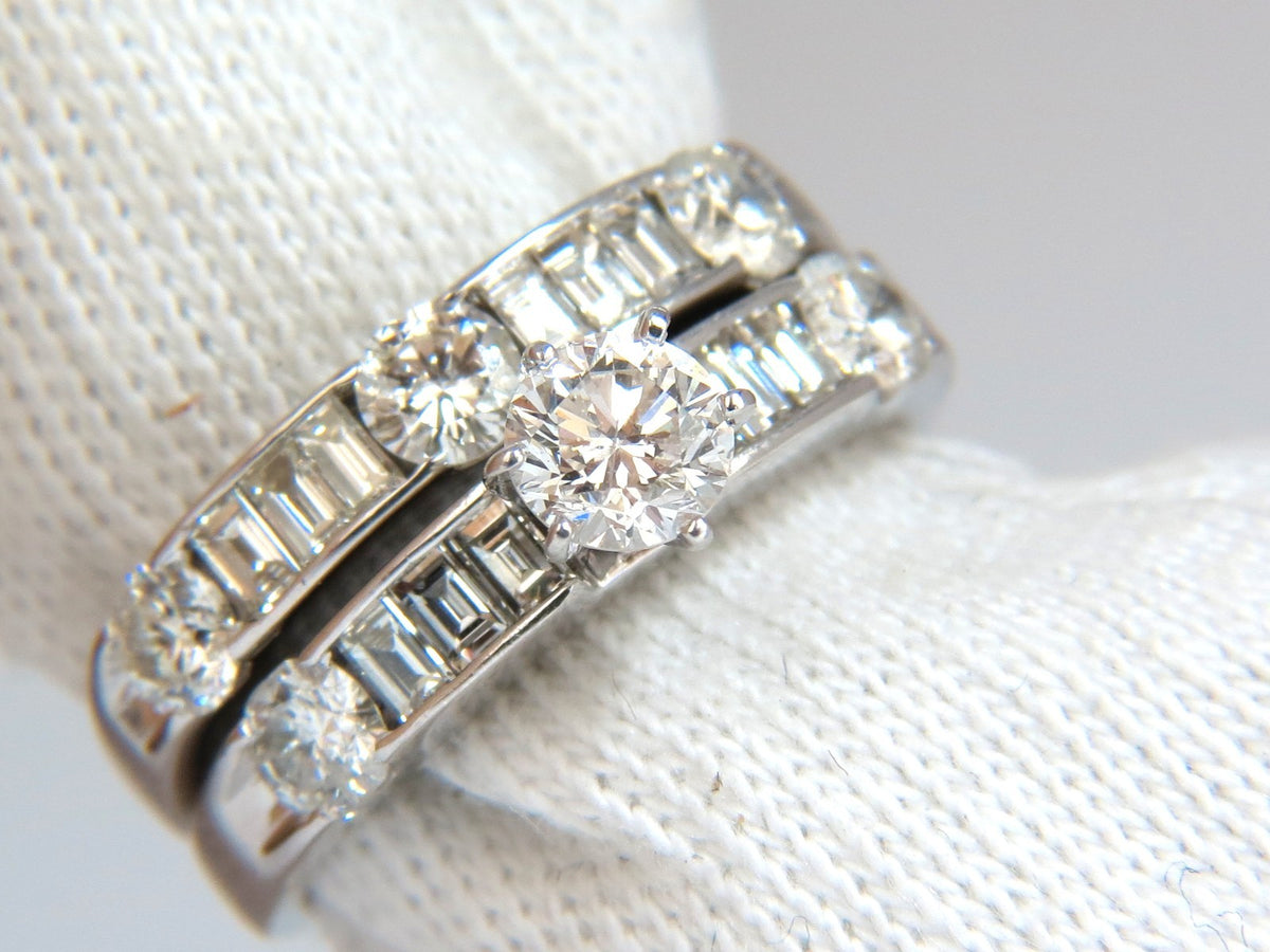 1.50CT NATURAL DIAMONDS BAGUETTE ROUNDS MATCHING BAND RING 18kt *v