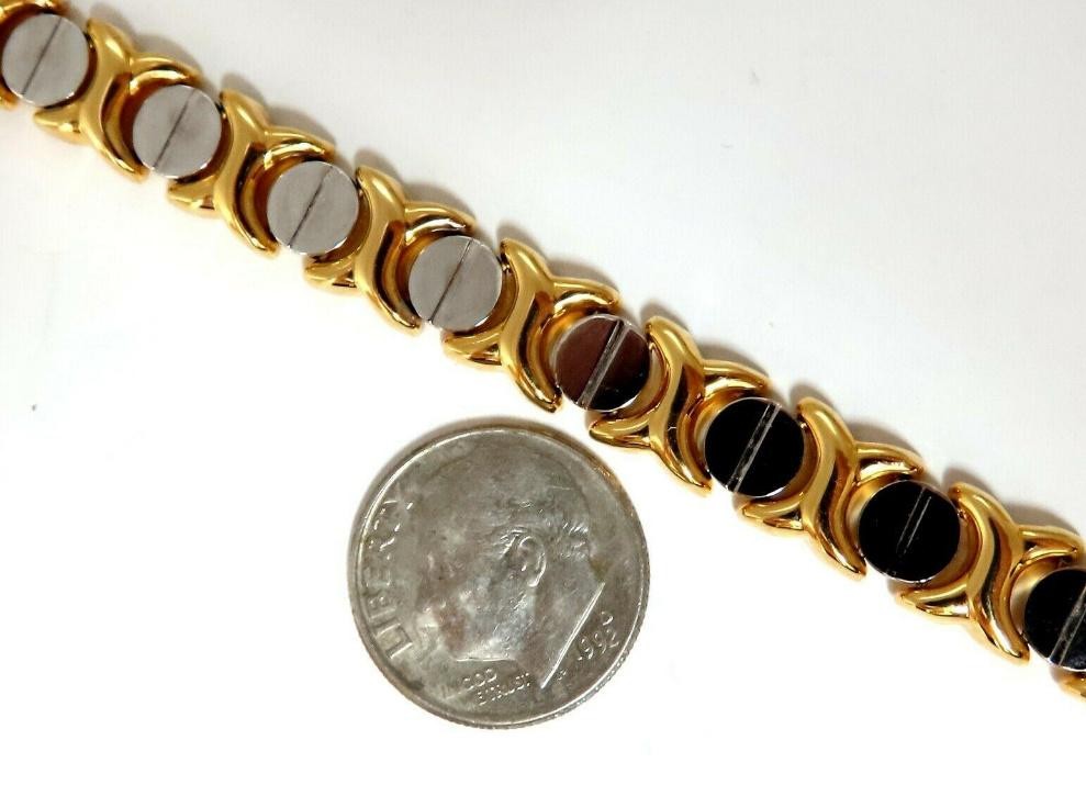 Gold Italian X Screw Link Bracelet Two-Tone 14kt 12570 *v