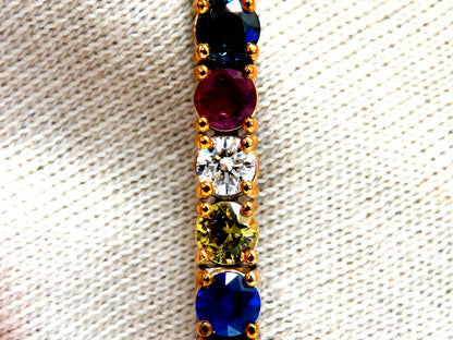 14.43Ct Natural Gem-Line Emerald Sapphire Ruby Bracelet 14Kt *v