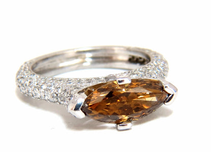 GIA certified 1.46ct Fancy Dark Yellow Brown Diamond Ring Platinum *v