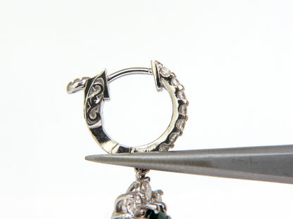 2.88CT NATURAL FINE GEM TSAVORITE DIAMOND DANGLE EARRINGS HOOP 14KT G/VS *v