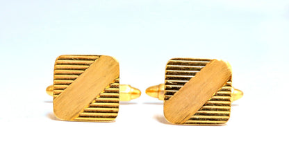 14kt stripe and staggered retro cufflinks *v