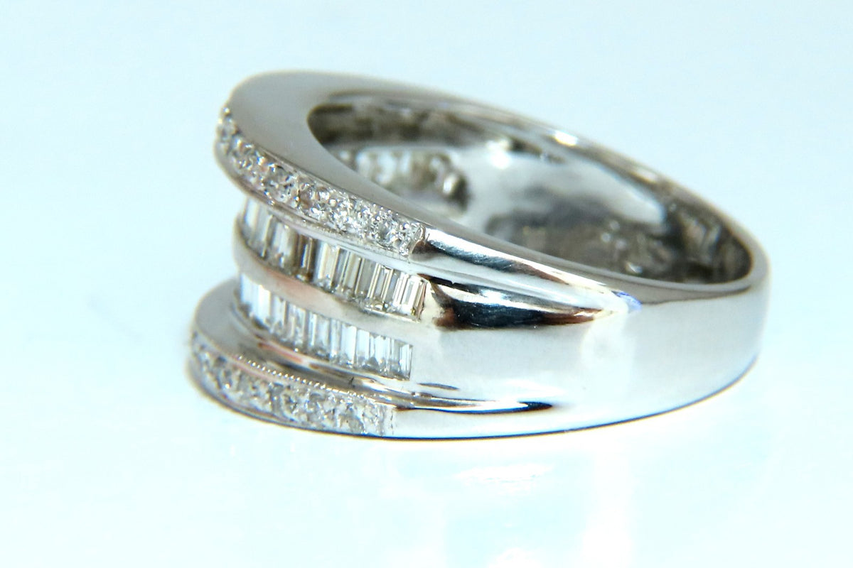 1.70ct Natural Baguette & Rounds Diamonds Band 18 Karat 4-row sandwich deck *v