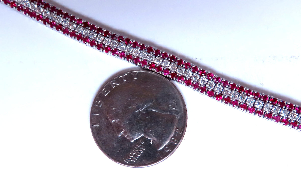 Three row natural ruby diamonds bracelet 14kt gold 12470 *v