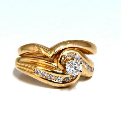 .24ct Natural Diamond Solitaire Ring + Band 14kt gold Set *v