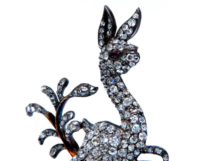 Antique 3ct Natural Diamonds Deer Pin 14kt *v