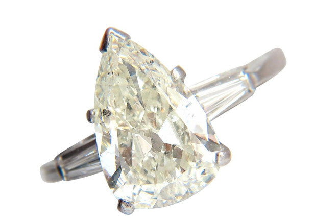 GIA Certified 3.77ct Pear Shape Natural Diamond Ring Platinum Classic *v