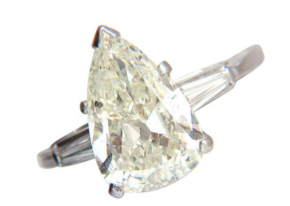 GIA Certified 3.77ct Pear Shape Natural Diamond Ring Platinum Classic *v